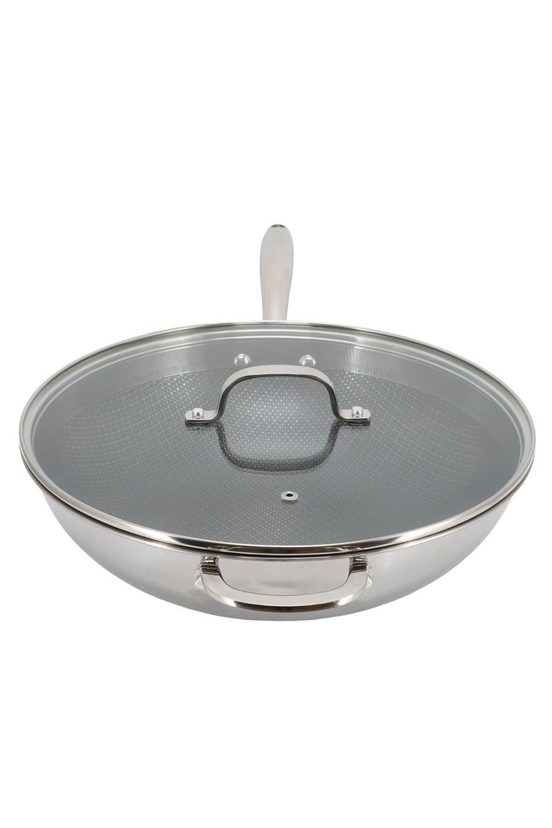 12.5" Stainless Steel Nonstick Wok with Lid in Silver, Alternate, color, Silver
