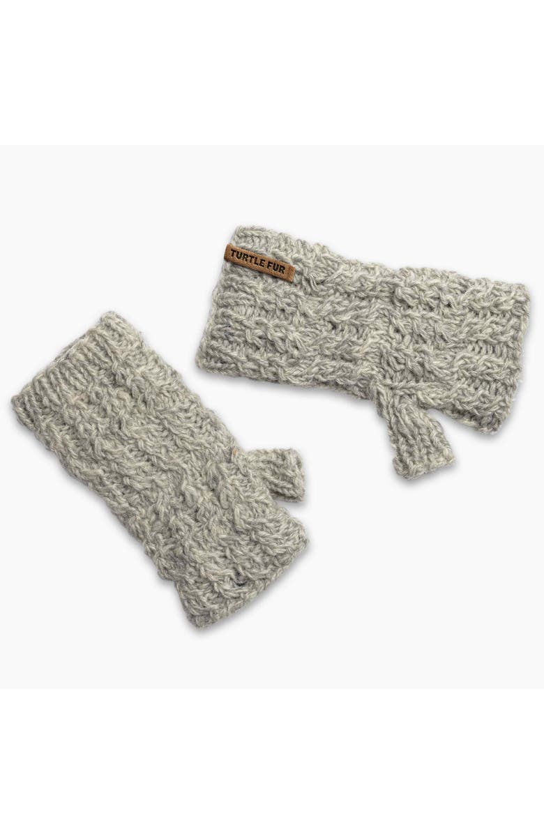 Turtle Fur Mika Wool Fingerless Mittens, Alternate, color, Smoke Heather