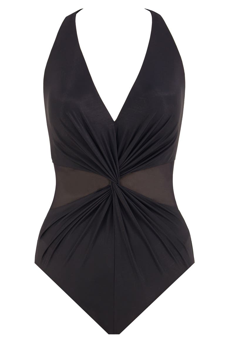 Illusionist Wrapture One-Piece Swimsuit, Alternate, color, BLK