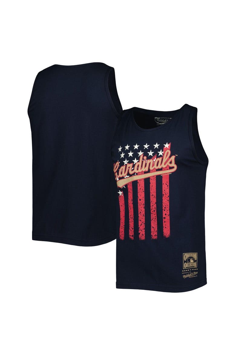 Men's Mitchell & Ness Navy St. Louis Cardinals Cooperstown Collection Stars and Stripes Tank Top, Main, color, Navy