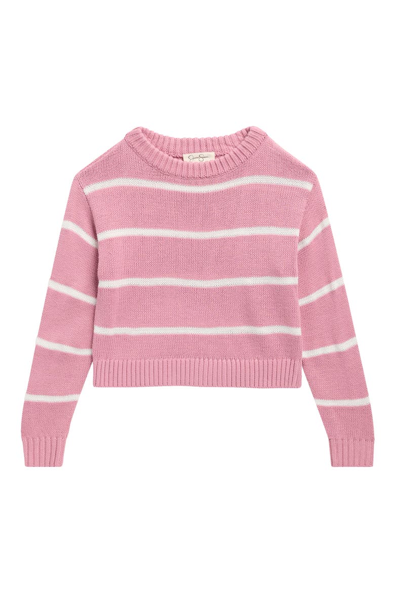 Kids' Stripe Crewneck Sweater, Main, color, PINK