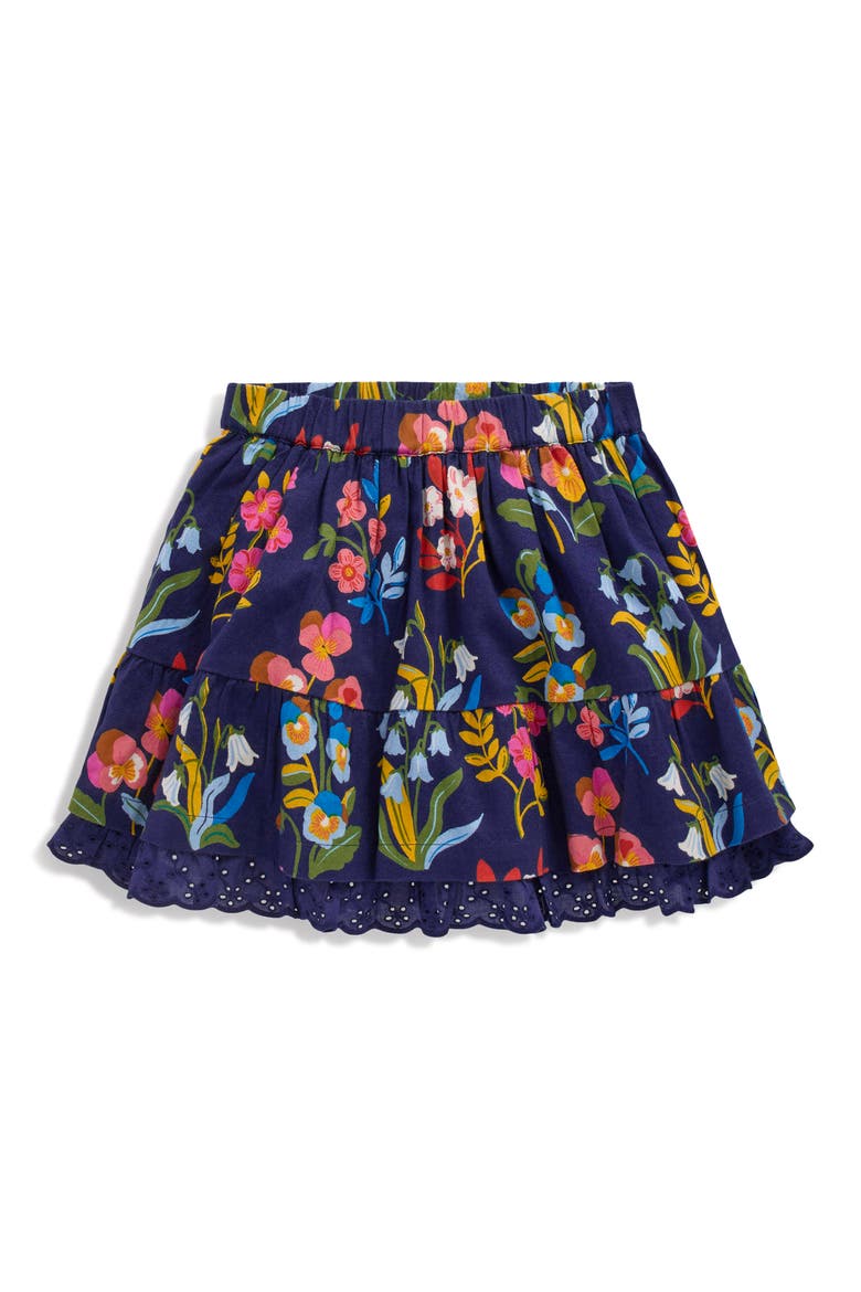 Kids' Floral Cotton Pull-On Skirt, Main, color, COLLEGE BLUE PANSY BED
