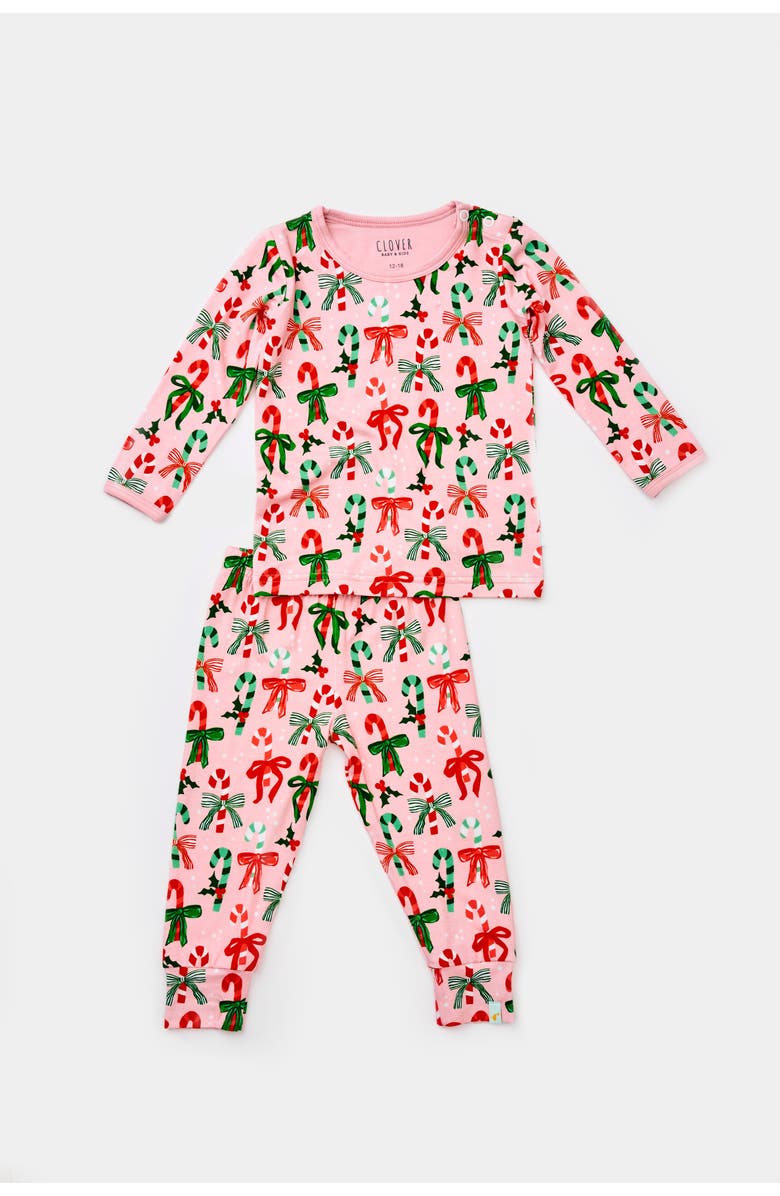 Clover Baby & Kids Long Sleeve Pajama Set - Candy Canes, Main, color, Candy Canes