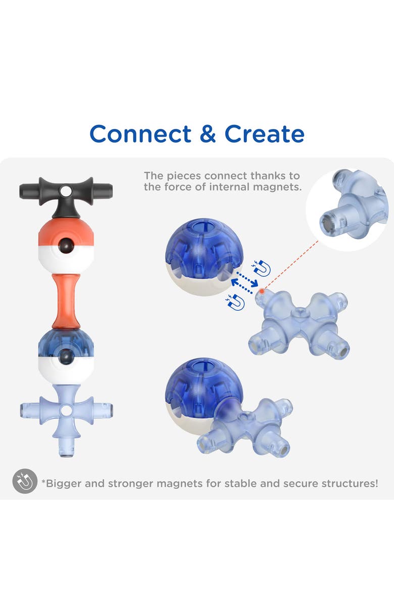 KUB Planet Magnetic Building Set Magnetic Blocks Set 90 Piece Stem Toy for Kids, Alternate, color, Multicolored
