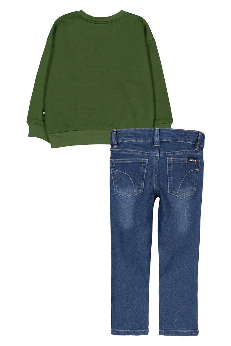 Fleece Sweatshirt & Jeans Set, Alternate, color, UNIFORM GREEN