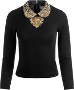 Alice + Olivia Porla Jeweled Collar Sweater