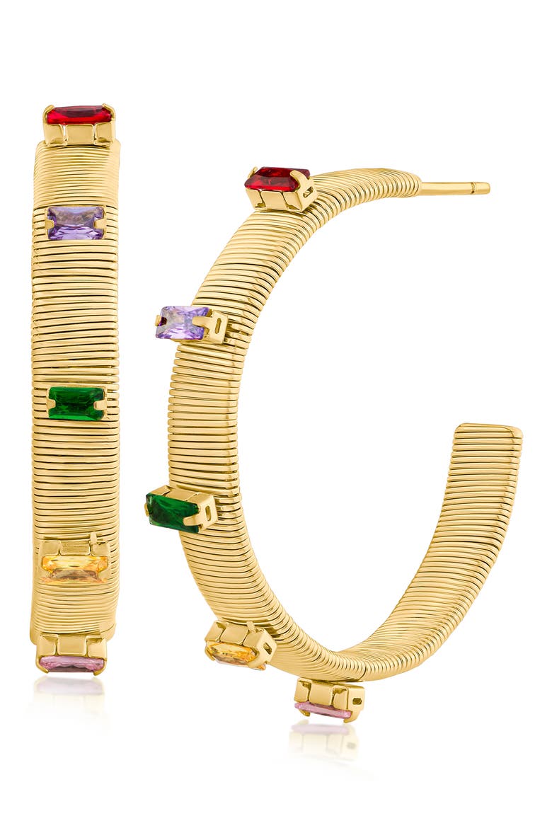 Cobra Glam Hoop Earrings, Main, color, MULTI/ GOLD