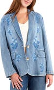 Billy T Poetic Floral Embroidered Denim Blazer