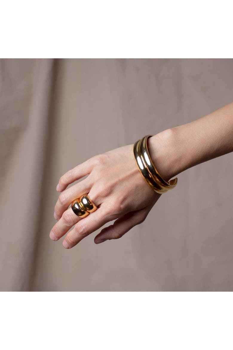 Chunky Gold Statement Bangle, Alternate, color, Gold