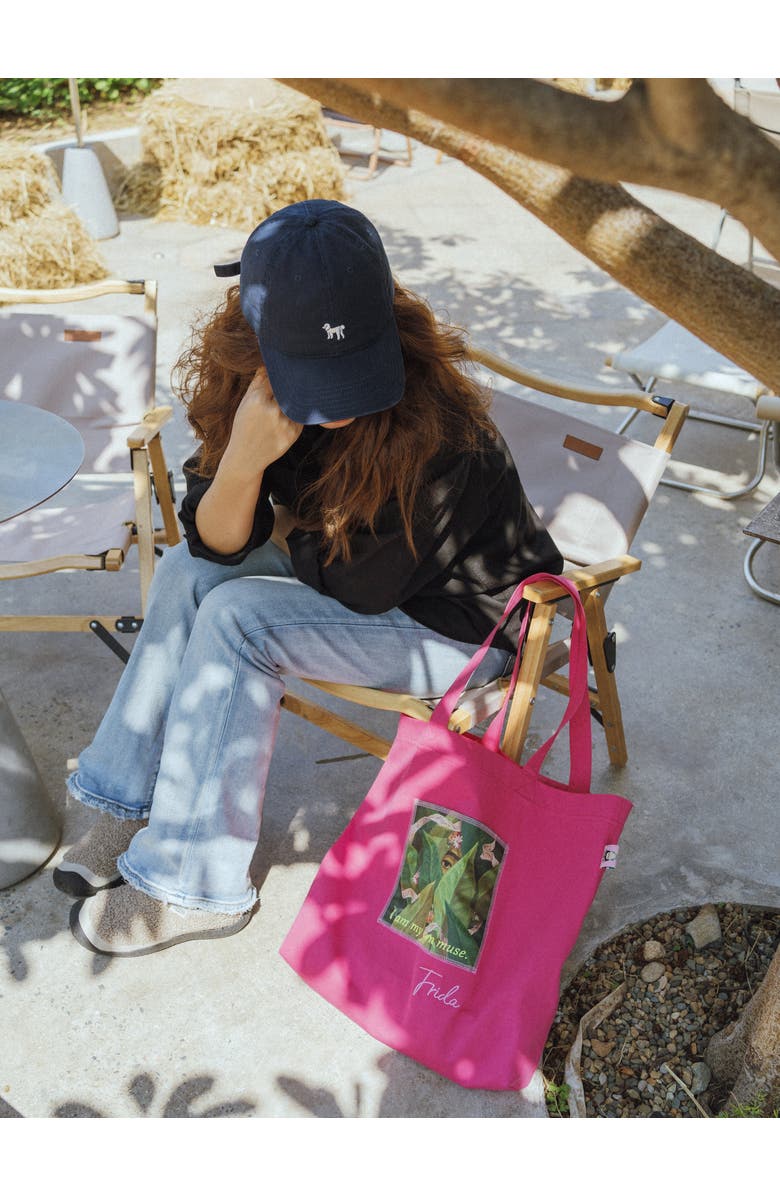 Lost Pattern NYC "I Am My Own Muse by Frida" Cotton Tote Bag, Alternate, color, Viva Magenta