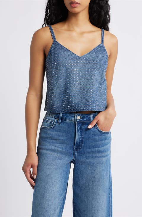 Stud Embellished Denim Camisole