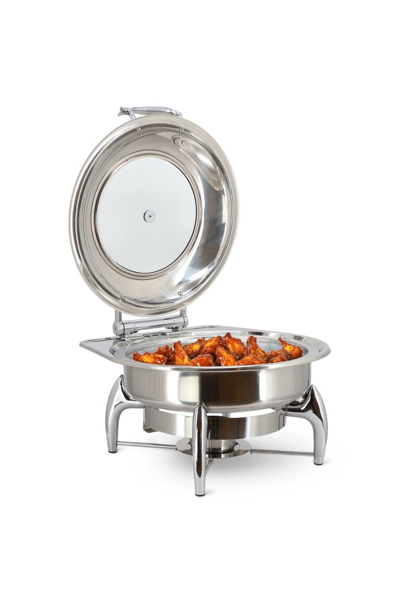 6.3 Quart Stainless Steel Round Professional Chafing Dish/Food Warmer/Buffet Server Serving Dish, Main, color, Silver