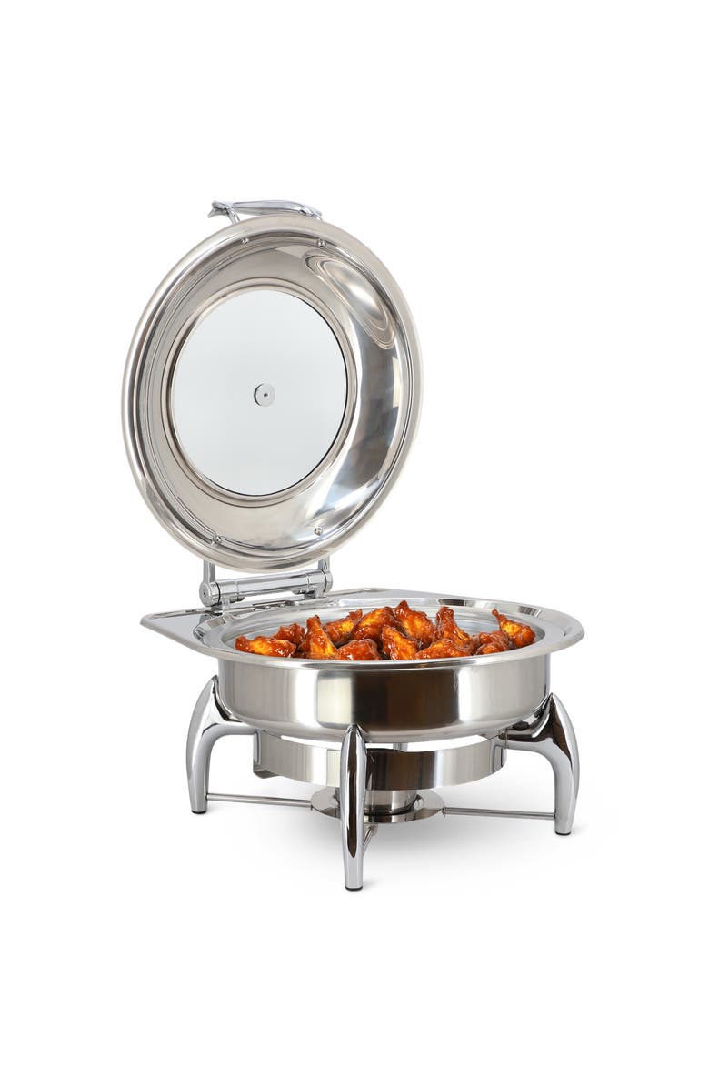 Megachef 6.3 Quart Stainless Steel Round Professional Chafing Dish/Food Warmer/Buffet Server Serving Dish, Main, color, Silver