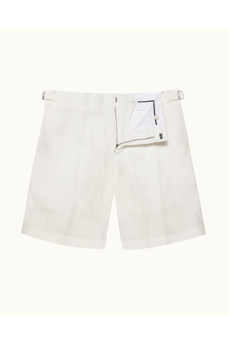 Norwich Lino Tailored Fit Smart Italian Linen Shorts, Alternate, color, WHITE SAND