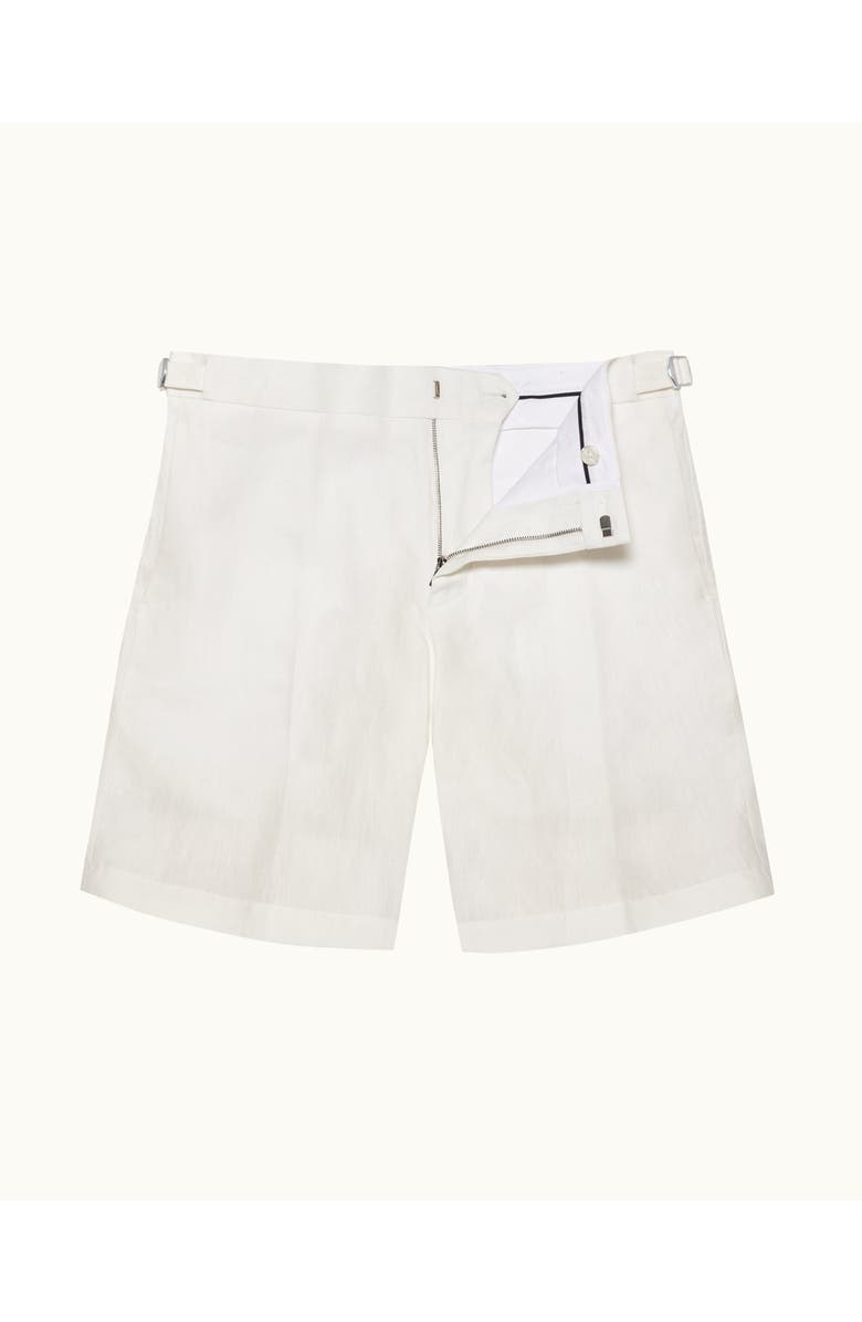 Orlebar Brown Norwich Lino Tailored Fit Smart Italian Linen Shorts, Alternate, color, White Sand
