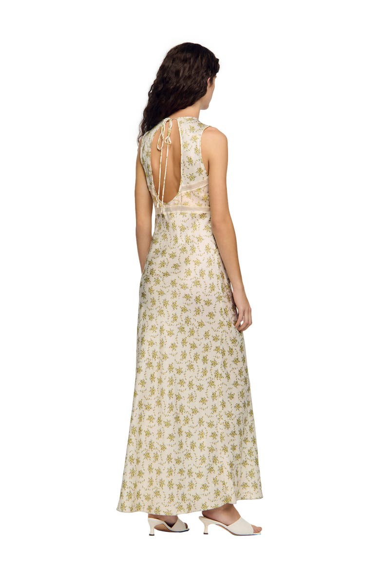 Flower print maxi dress, Alternate, color, Olive / ecru