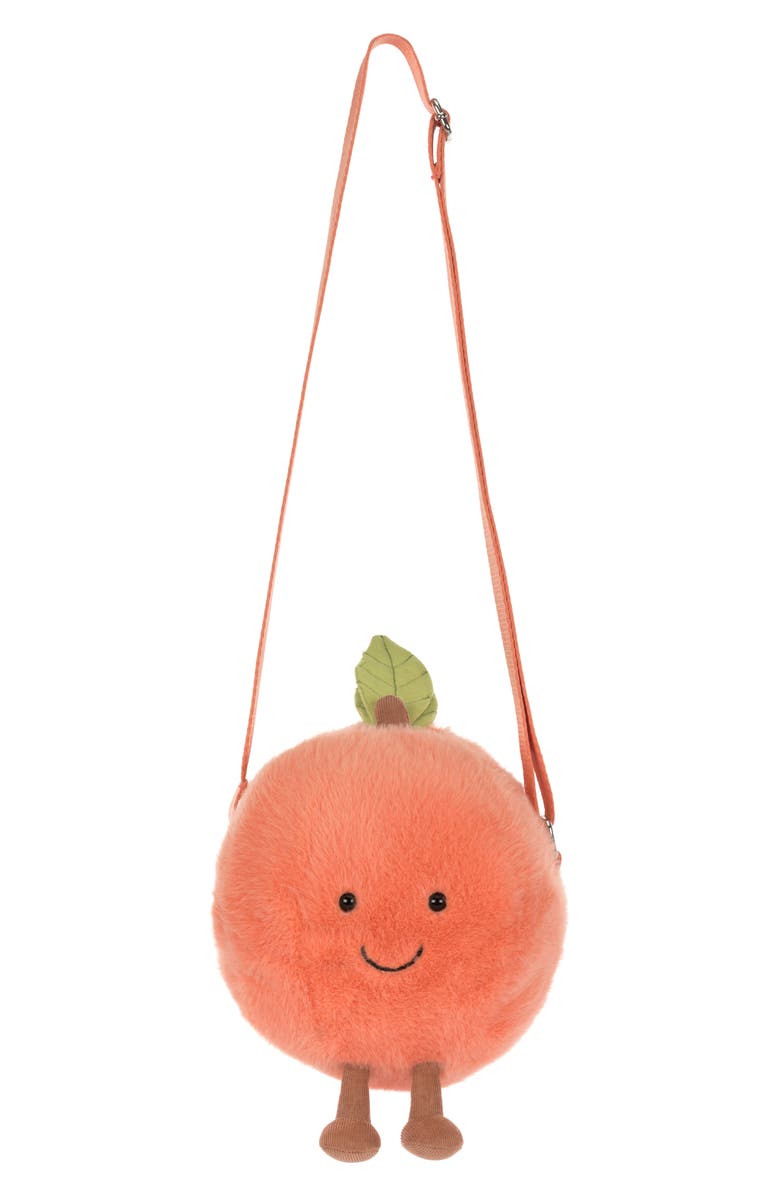 Jellycat Amuseables Peach Plushie Shoulder Bag, Main, color, Orange