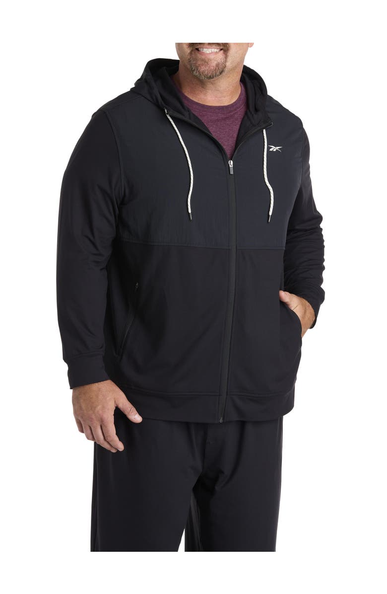 Reebok Big & Tall 365 Mixed Media Performance Hoodie, Main, color, Black Solid