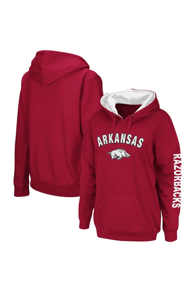 Women's Colosseum Crimson Arkansas Razorbacks Loud and Proud Pullover Hoodie, Main, color, Crimson