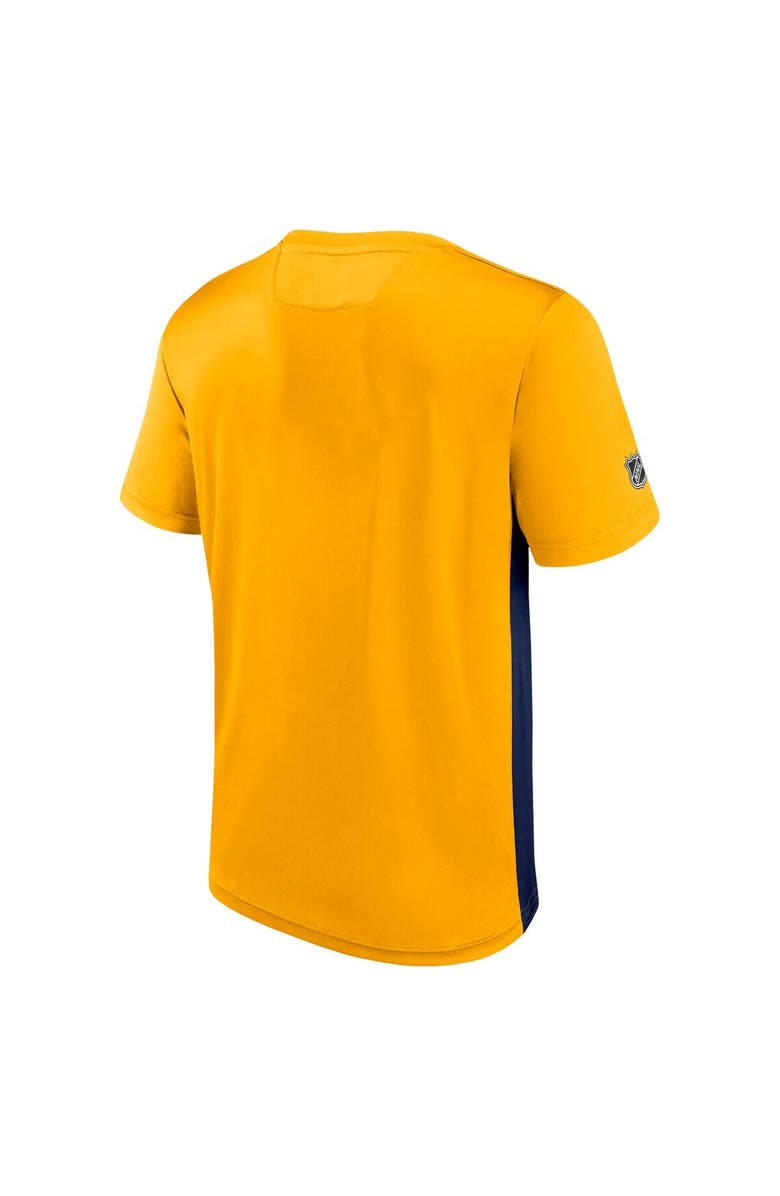 FANATICS Men's Fanatics Branded Gold/Navy Nashville Predators Authentic Pro Rink Tech T-Shirt, Alternate, color, Gold