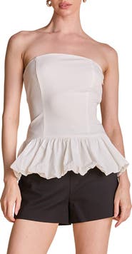 Endless Rose Strapless Bubble Hem Peplum Top