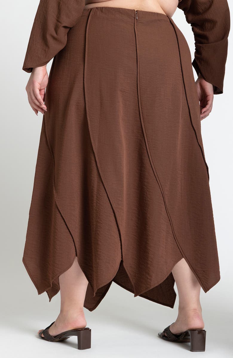 ELOQUII Seam Detail Petal Hem Midi Skirt, Alternate, color,