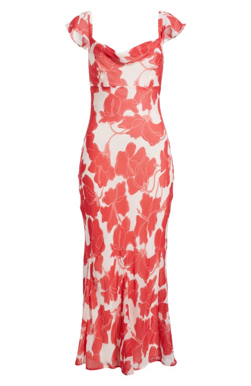 RAILS RAILS MARIGOLD FLORAL FLUTTER SLEEVE MIDI DRESS 