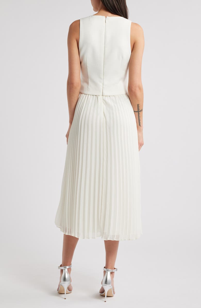 LIKELY Myla Mixed Media Pleated Dress, Alternate, color, White