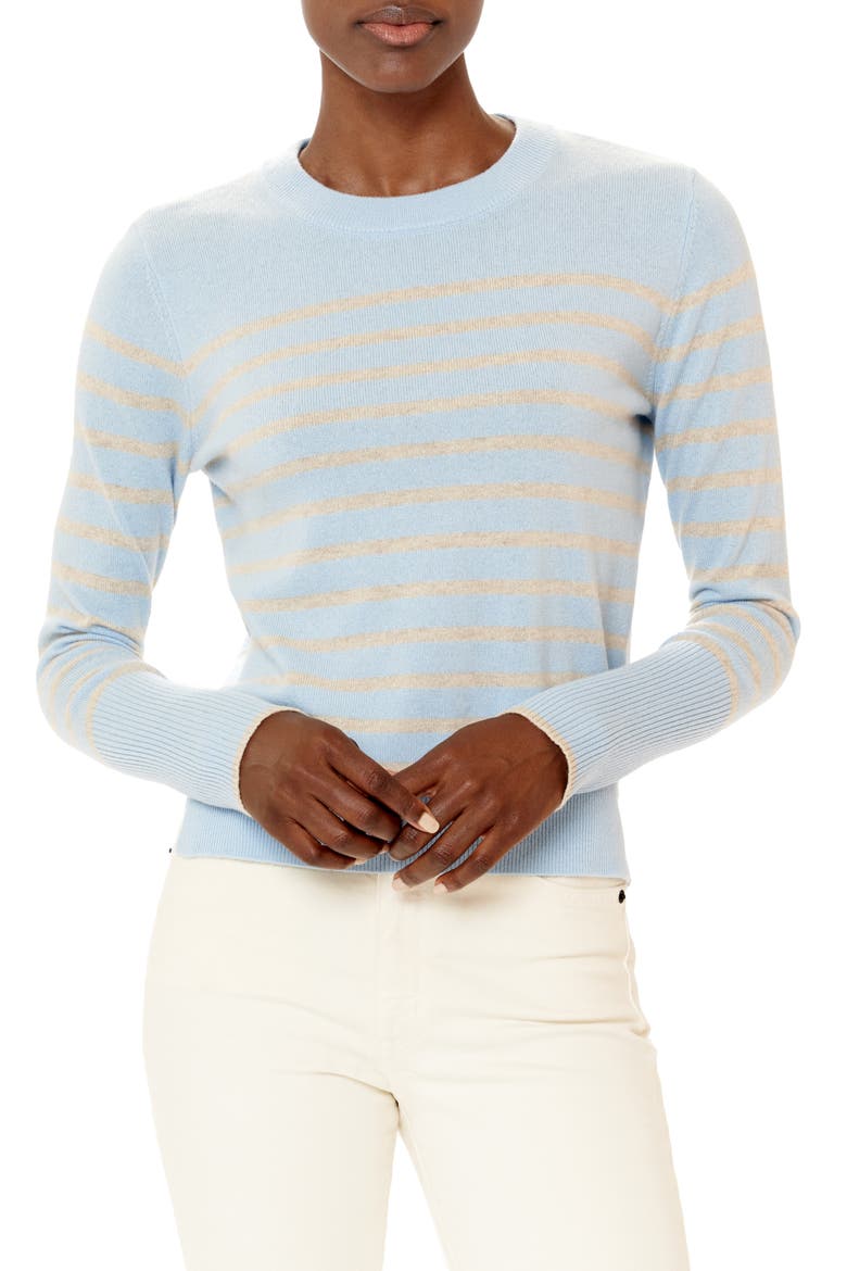 Lean Lines Sweater, Alternate, color, PALE BLUE/ TAN