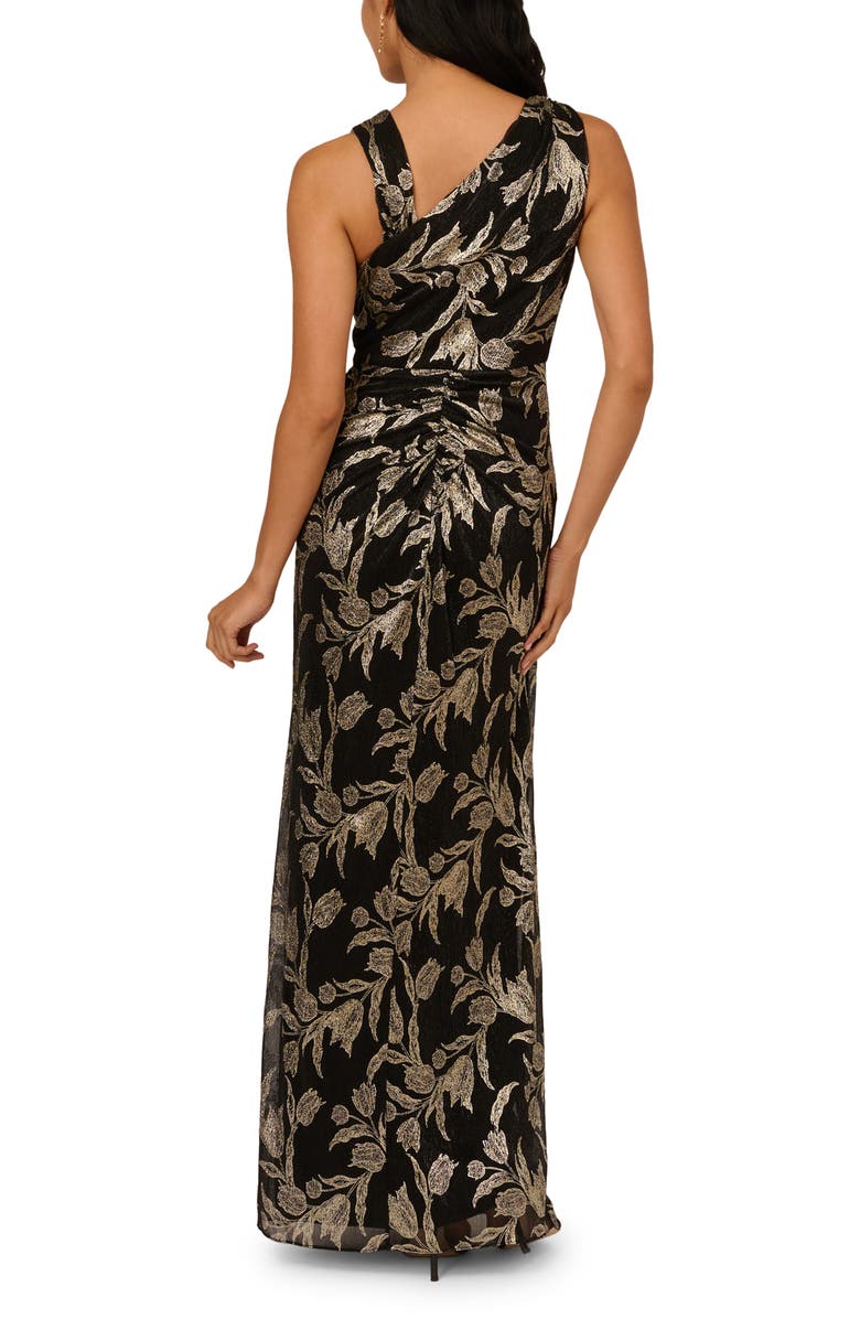 Adrianna Papell Metallic Embroidered Sleeveless Mermaid Gown, Alternate, color, Black/ Gold
