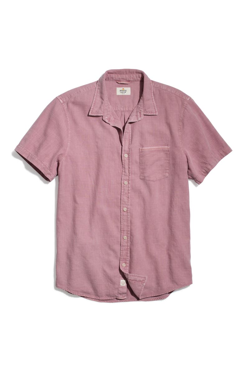 Marine Layer Selvage Pocket Short Sleeve Button-Up Shirt, Alternate, color, 