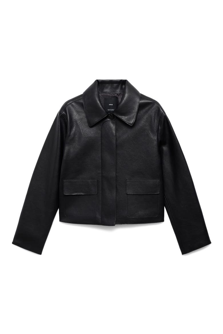 Sabina Faux Leather Jacket, Alternate, color, BLACK