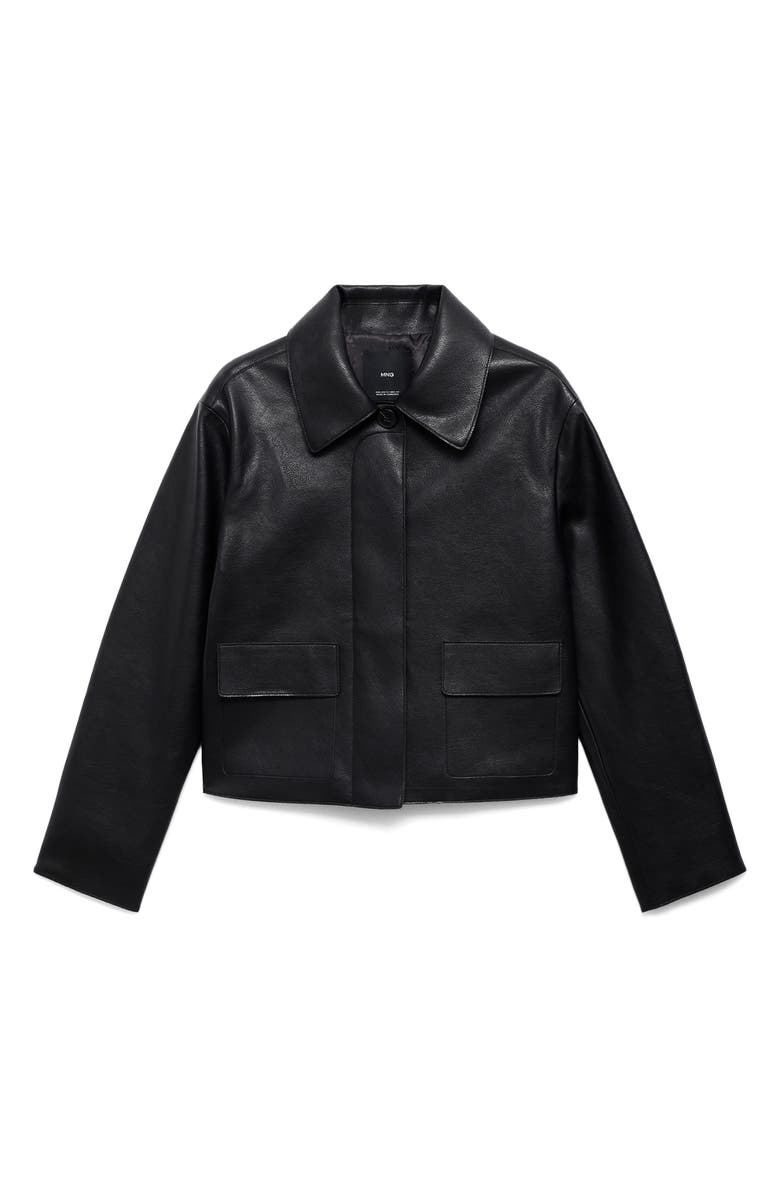 MANGO Sabina Faux Leather Jacket, Alternate, color, Black