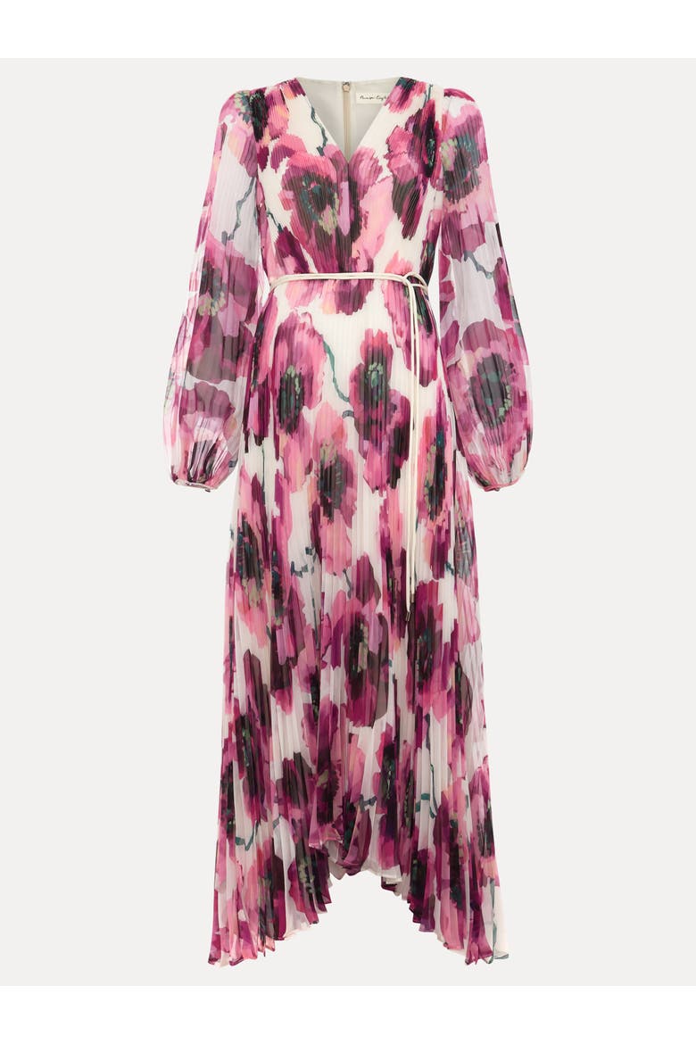 Natalia Floral Pleated Maxi Dress, Alternate, color, Pink