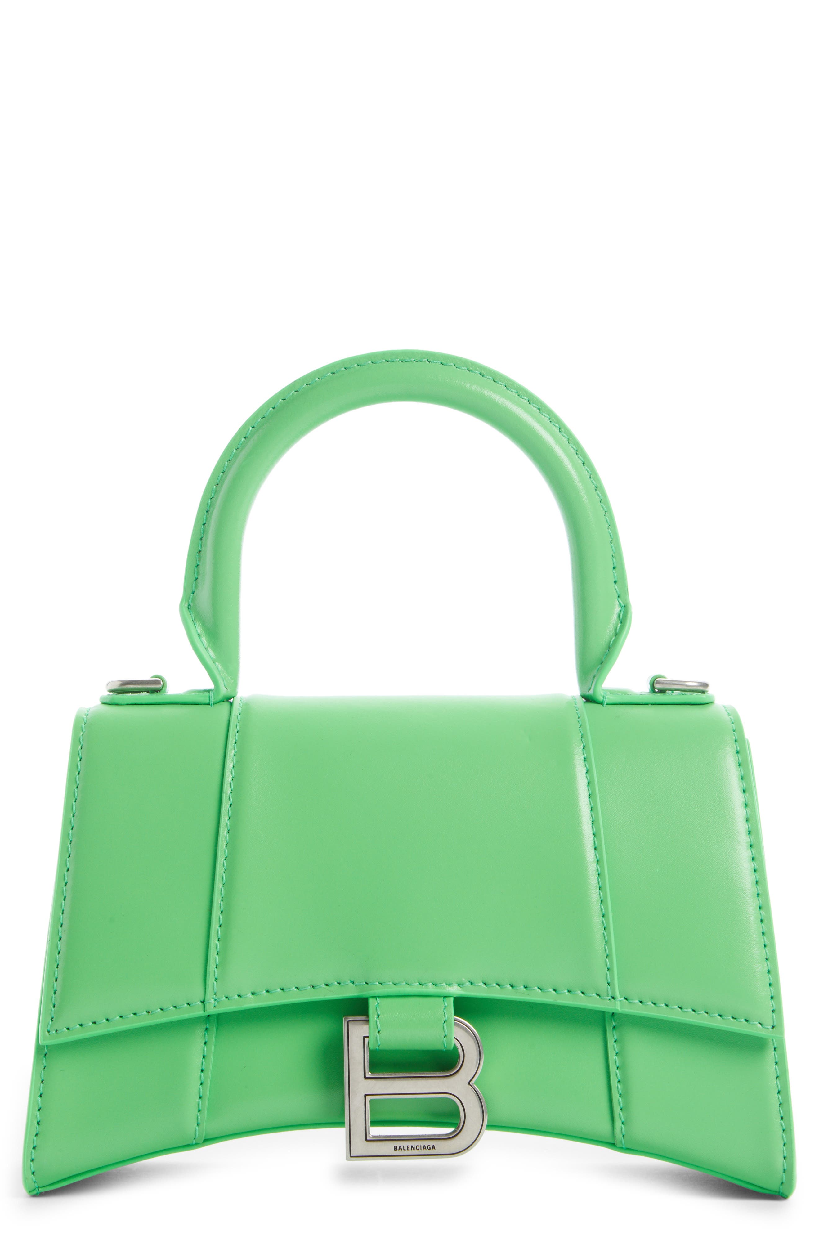 Balenciaga Extra Small Hourglass Leather Top Handle Bag, Main, color, 