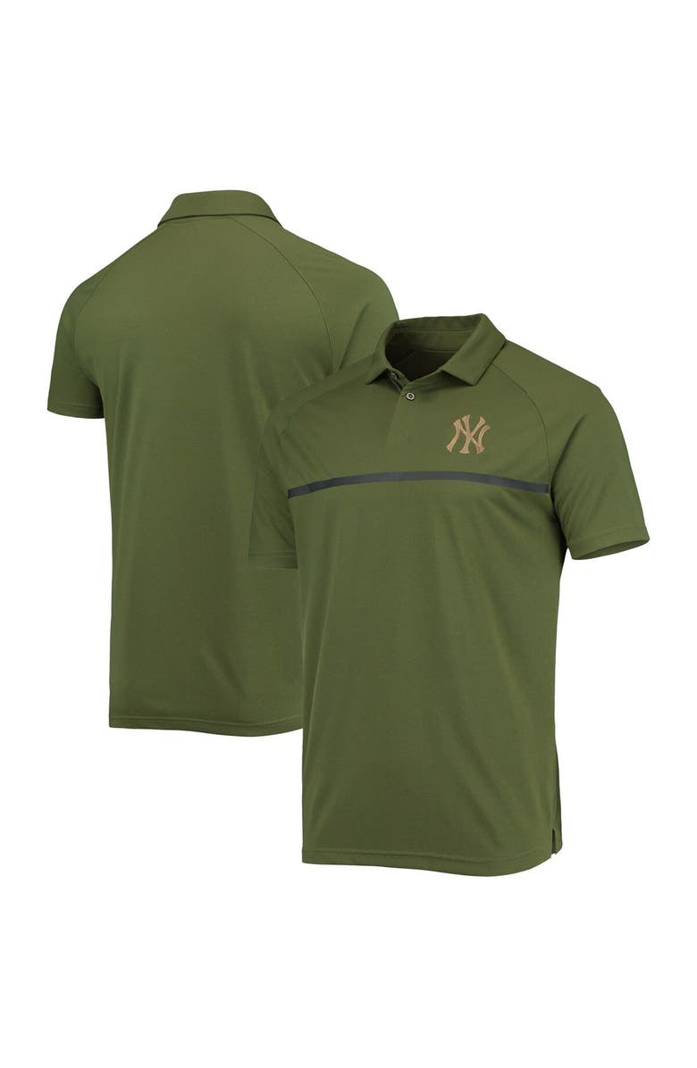 LEVELWEAR Men's Levelwear Olive New York Yankees Delta Sector Raglan Polo, Main, color,