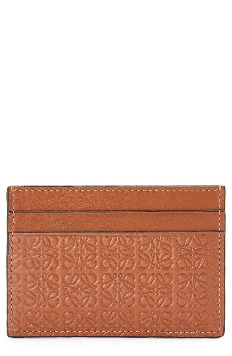 Loewe Anagram Debossed Leather Card Holder, Main, color, 