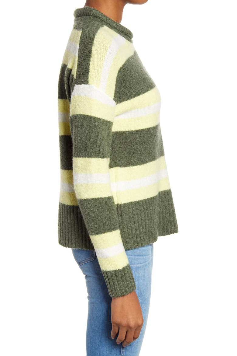 Striped Fulton Pullover Sweater, Alternate, color, HEATHER GREENGRASS
