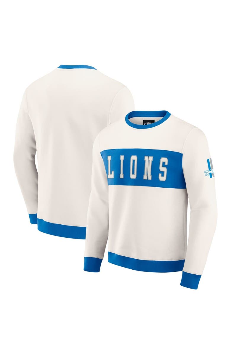 Darius Rucker Collection by Fanatics Men's Darius Rucker Collection by Fanatics Cream Detroit Lions Colorblock Pullover Sweatshirt, Main, color, Cream