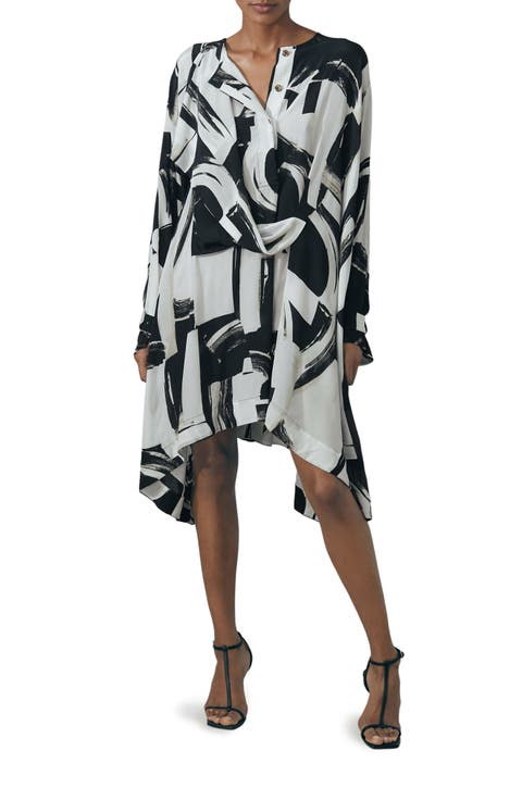 Lara Long Sleeve Button Front High-Low Dress