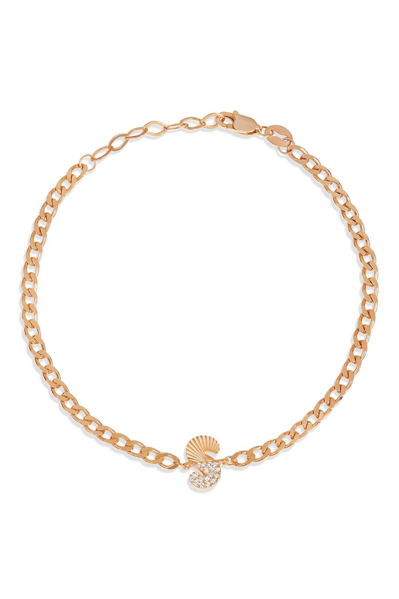 Half Pavé & Half Fluted Initial Pendant Bracelet, Main, color, ROSE