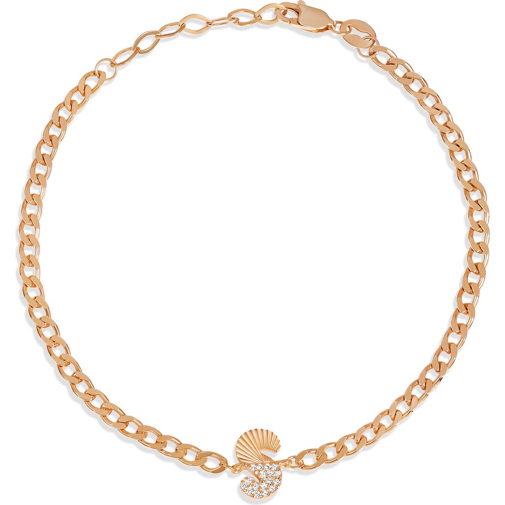Shymi Half Pavé & Half Fluted Initial Pendant Bracelet In Gold