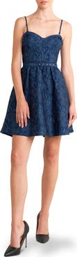 FREEMARKET Floral Belted Jacquard Minidress
