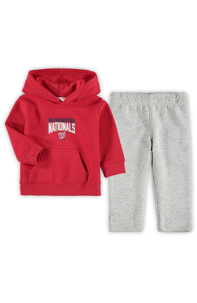 Outerstuff Infant Red/Heathered Gray Washington Nationals Fan Flare Fleece Hoodie and Pants Set, Main, color, 