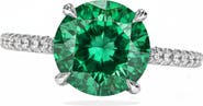 ALLUREZ Round Lab Emerald & Diamond Solitaire Engagement Ring 14K