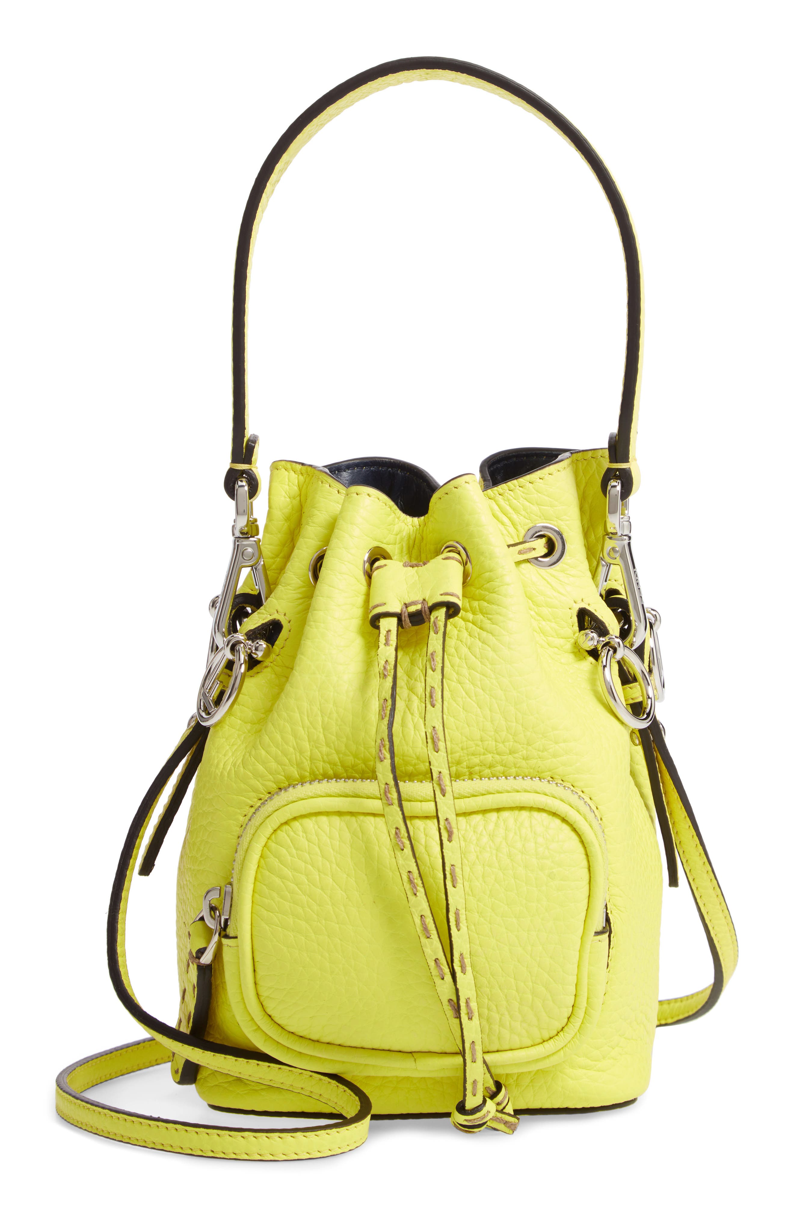 Fendi Mini Mon Tresor Leather Bucket Bag, Main, color, 