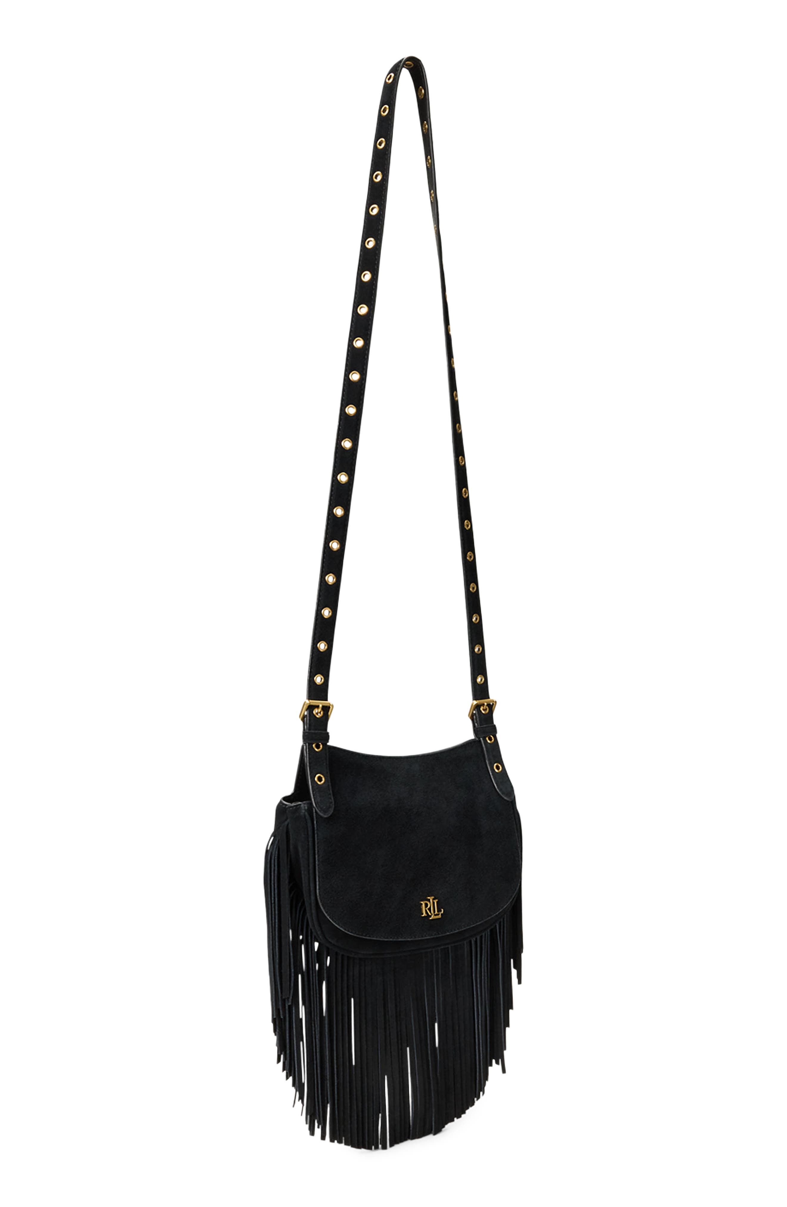 Fringe Marcy Crossbody Bag, Alternate, color, BLACK