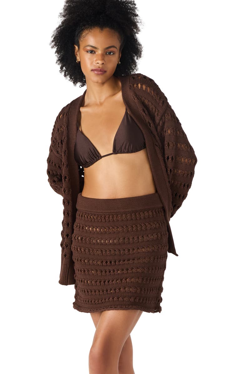 Steve Madden Crochet Miniskirt, Alternate, color, Chocolate