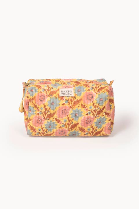Block Print Quilted Travel Pouch