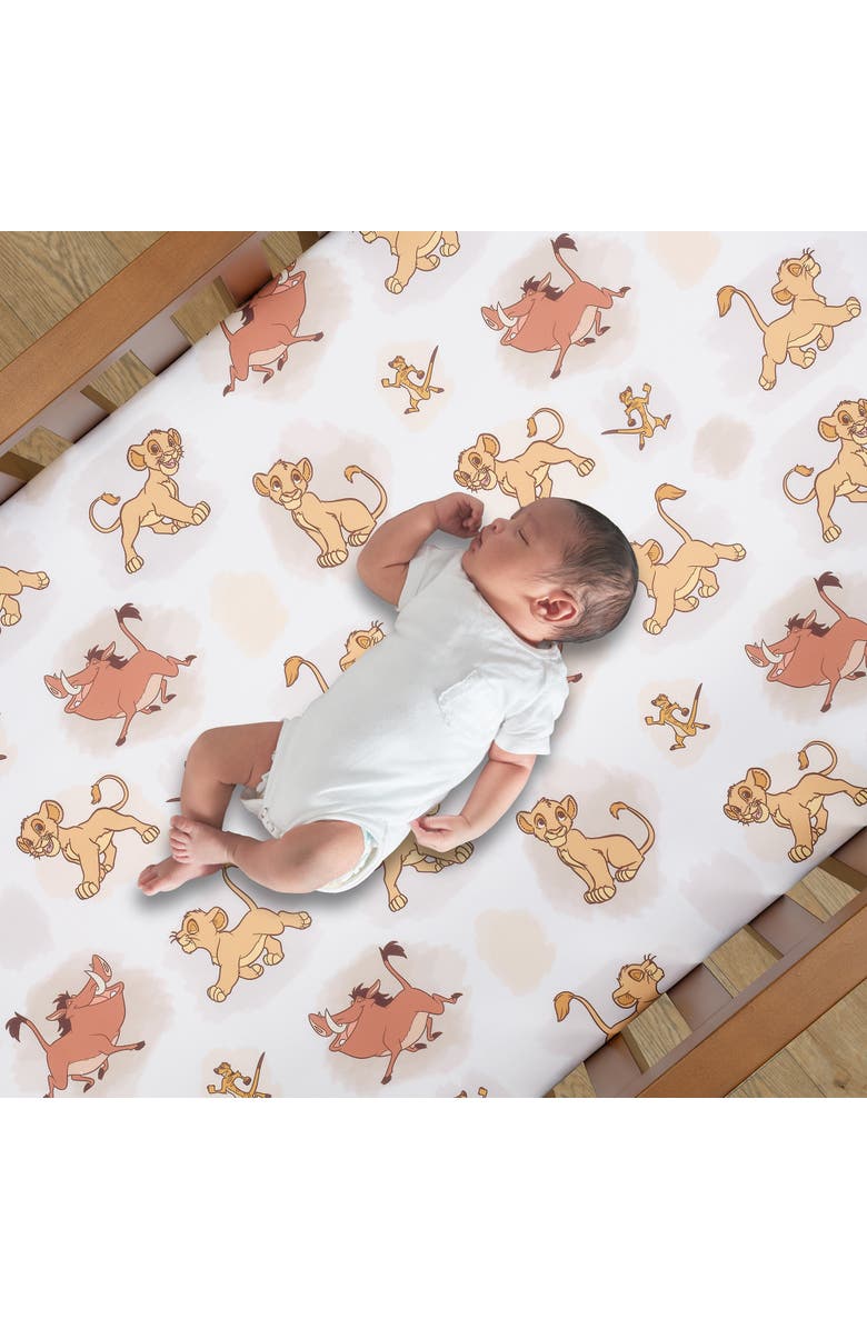 Lambs & Ivy Lion King Safari Fitted Crib Sheet, Alternate, color, White